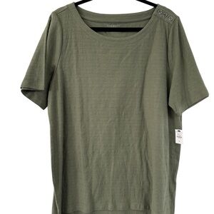 Talbots Olive Green Cotton Top